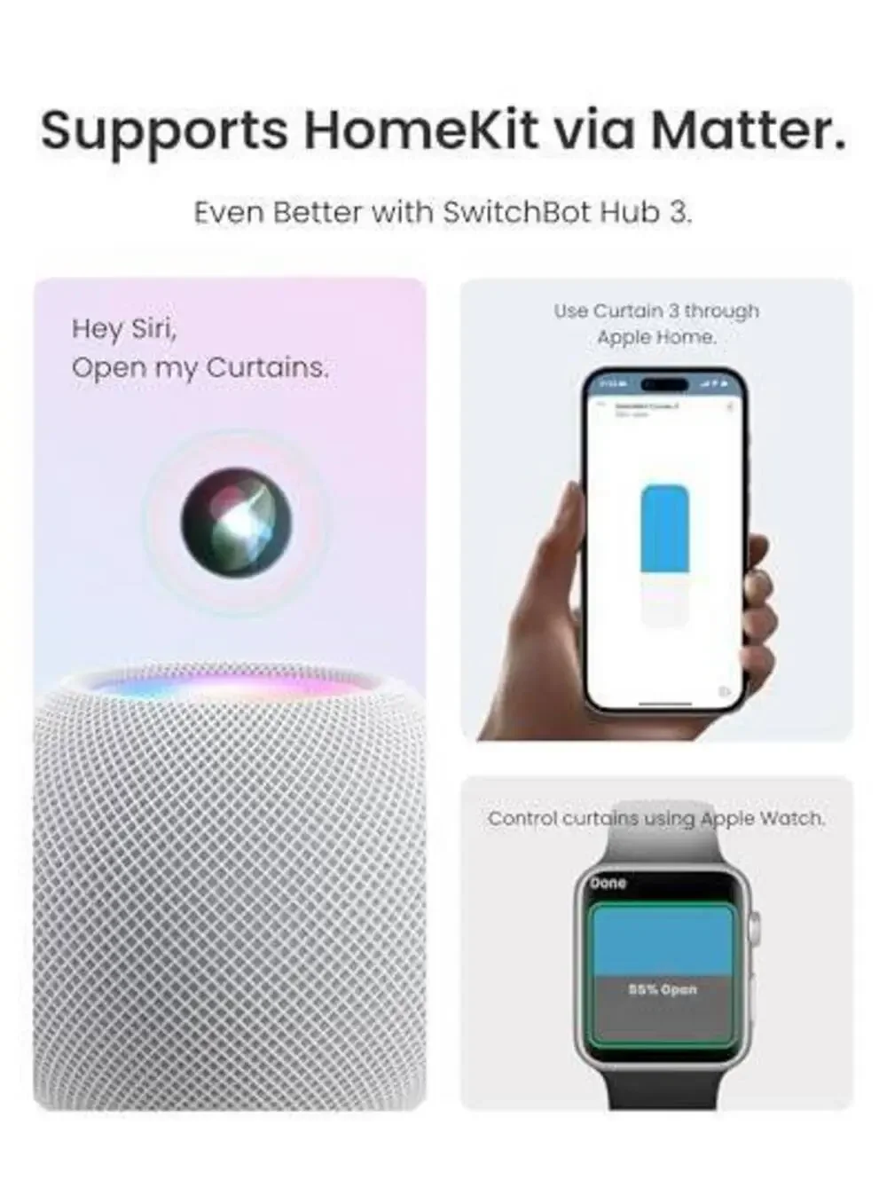 SwitchBot Automatic Curtain Opener Rod with Bluetooth, WiFi & App Control
